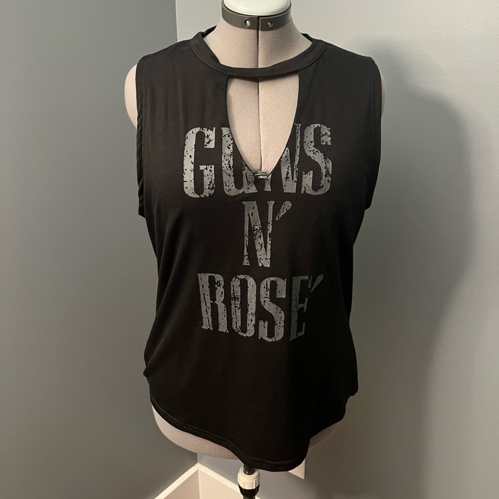 Black Cut Out Muscle Tee with Choker Neckline